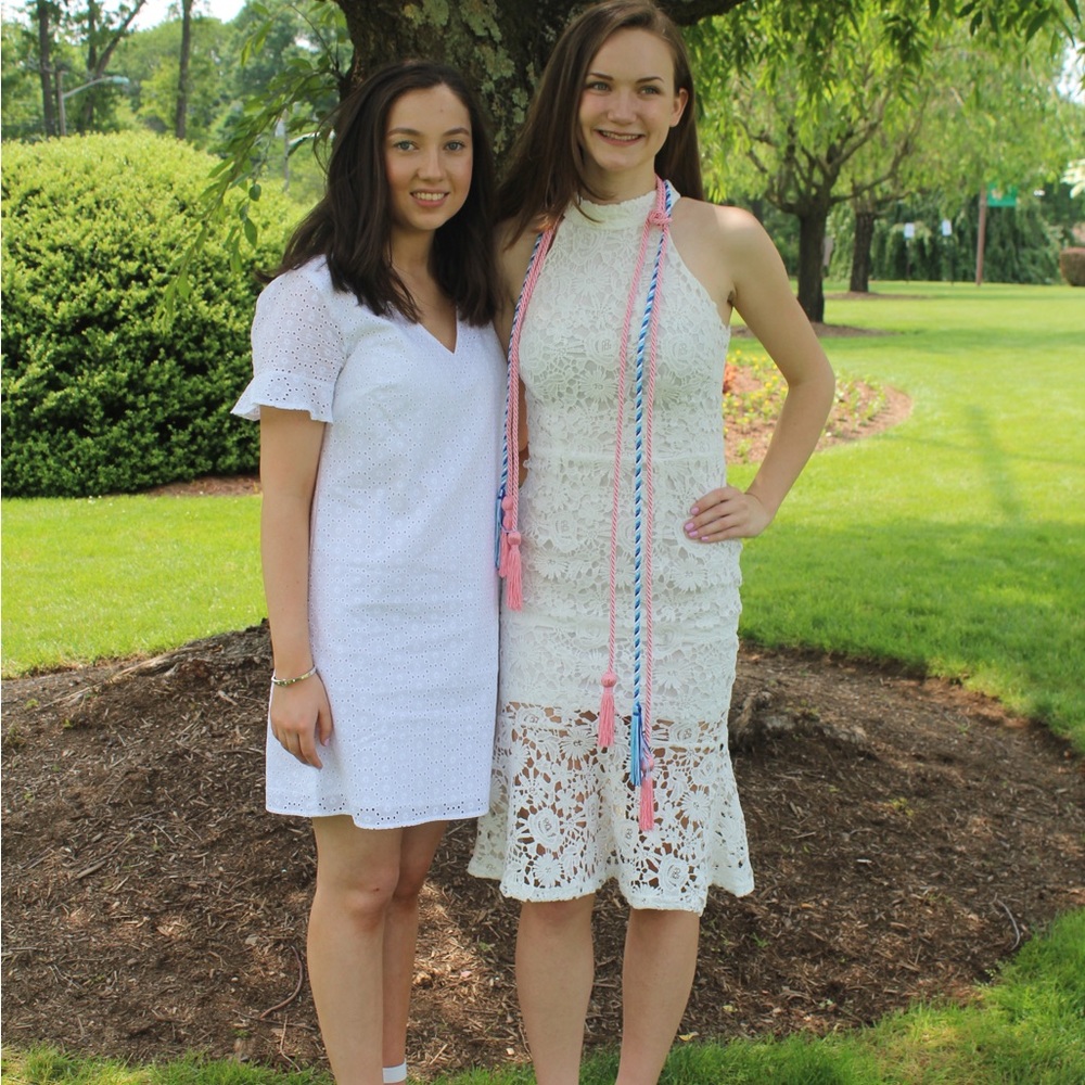 White floral print summer dress